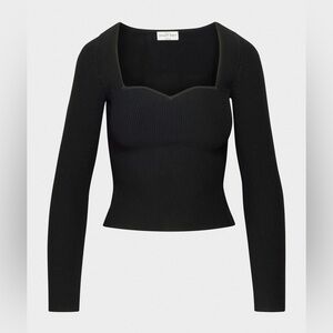 Babaton Black Long Sleeve Square Neck Top